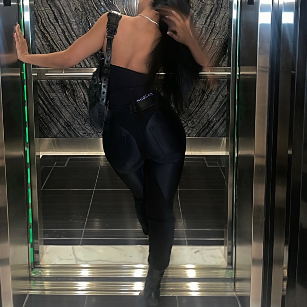 Mugler Spiral Bi-Material Skinny Jeans